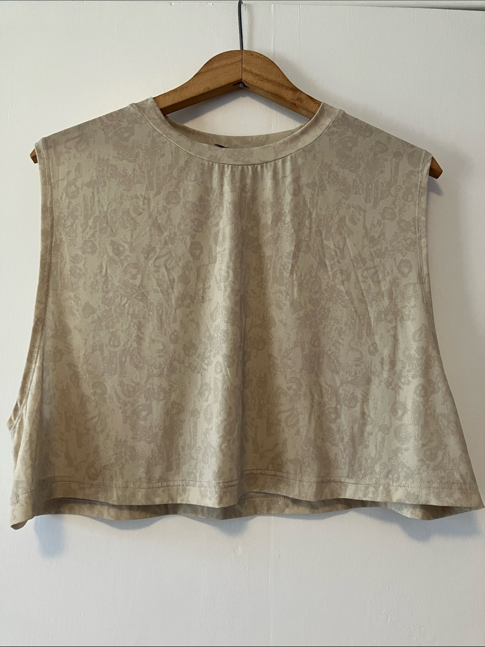 Crewneck Cream and Grey Sleeveless Oversized Crop Tank
